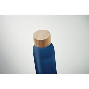 Bouteille en verre avec finition givrée et couvercle en bambou personnalisable