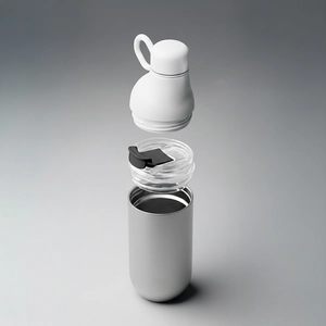 Bouteille et gobelet 2 en 1 (500 ml / 370 ml) Double paroi en acier inoxydable recyclé et ABS personnalisable