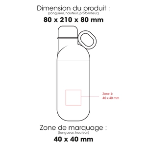 Bouteille et gobelet 2 en 1 (500 ml / 370 ml) Double paroi en acier inoxydable recyclé et ABS personnalisable