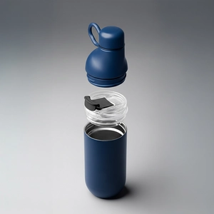 Bouteille et gobelet 2 en 1 (500 ml / 370 ml) Double paroi en acier inoxydable recyclé et ABS personnalisable