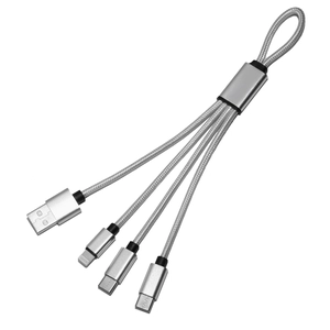 Câble court 4 en 1 charge rapide 20W silver - longueur 18 cm personnalisable