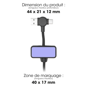 Câble magnétique 100W avec transfert de données rapide 4 en 1  noir personnalisable