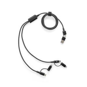 Câble USB ultra rapide 6 en 1 en aluminium recyclé (20 %) et PET recyclé (4 %) personnalisable