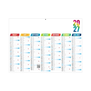 Calendrier bancaire publicitaire aux couleurs vives personnalisable