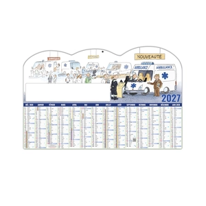 Calendrier bancaire publicitaire découpé ou non - thème humour ambulancier