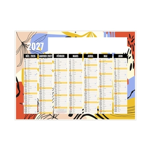 Calendrier bancaire publicitaire graphisme féminin - 7 mois par face personnalisable