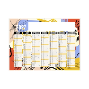 Calendrier bancaire publicitaire graphisme féminin - 7 mois par face personnalisable