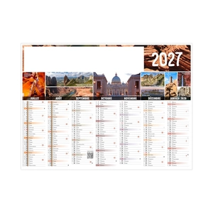 Calendrier bancaire publicitaire paysage du monde personnalisable