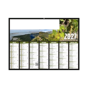 Calendrier bancaire publicitaire proposé sur le thème du vin personnalisable