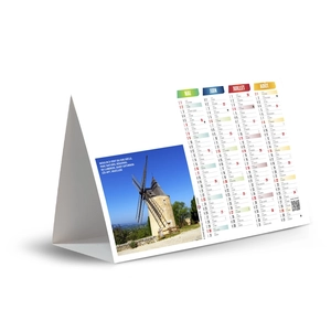 Calendrier chevalet publicitaire de comptoir tryptique Patrimoine Français personnalisable
