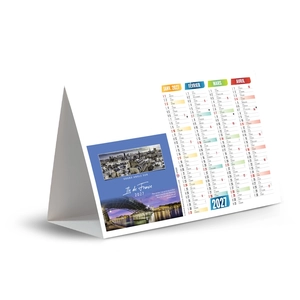 Calendrier chevalet publicitaire de comptoir tryptique Paysages de France personnalisable