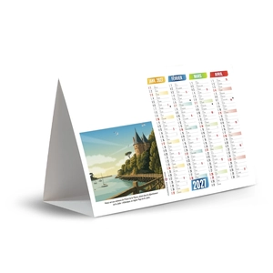 Calendrier chevalet publicitaire de comptoir tryptique Touristique Français personnalisable