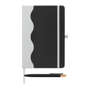 Carnet à motif vagues et stylo - A5 personnalisable