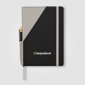 Ensemble carnet rechargeable en PU recyclé bicolore avec stylo – A5 personnalisable