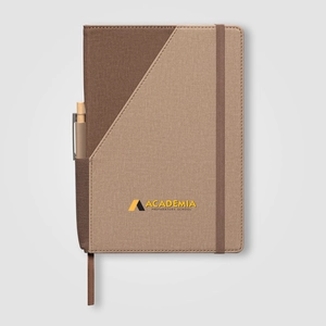 Ensemble carnet rechargeable en PU recyclé bicolore avec stylo – A5 personnalisable