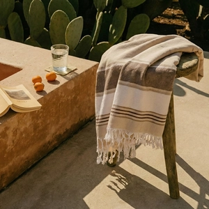 Fouta serviette bouclette - Rayures motif chevrons personnalisable