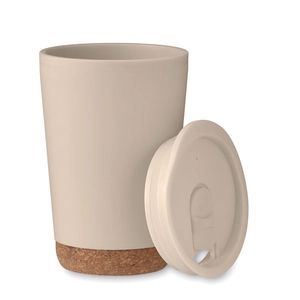 Gobelet à double paroi en PP avec base en liège 300 ml personnalisable