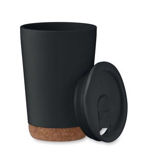 Gobelet à double paroi en PP avec base en liège 300 ml personnalisable