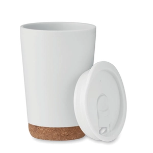 Gobelet à double paroi en PP avec base en liège 300 ml personnalisable