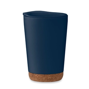 Gobelet à double paroi en PP avec base en liège 300 ml personnalisable