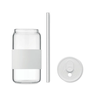 Gobelet en verre borosilicate de haute qualité avec paille 550 ml personnalisable