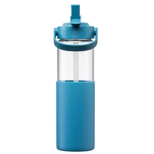 Gourde en verre avec manchon silicone et paille – 590 ml personnalisable