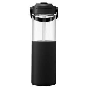 Gourde en verre avec manchon silicone et paille – 590 ml personnalisable