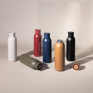 Gourde isotherme acier recyclé - 500 ml avec bouchon poussoir personnalisable