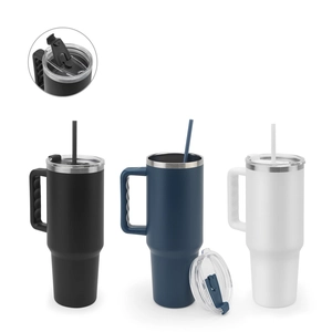 Grand gobelet de voyage en acier inoxydable (91% recyclé) avec double paroi isolée sous vide et finition mate 1300 mL
