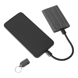 Porte-clés avec câble pour recharger smartphones personnalisable
