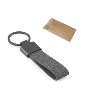 Porte-clés de forme rectangulaire en métal et pet recyclé (30% recyclé)