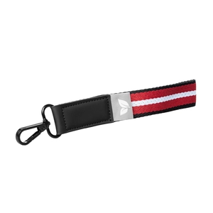 Porte-clés en rPET tissé motif chevron avec mousqueton à pression personnalisable