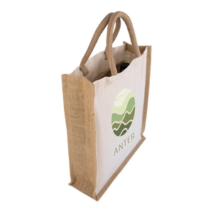 Sac cabas pour 3 bouteille en jute 100% naturelle personnalisable