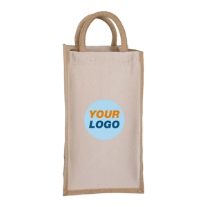 Sac cabas pour 4 bouteille en jute 100% naturelle personnalisable