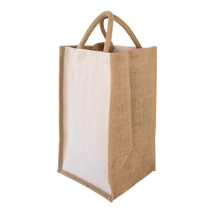 Sac cabas pour 4 bouteille en jute 100% naturelle personnalisable