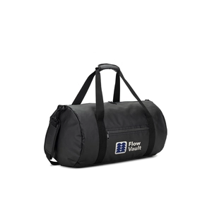 Sac de sport cylindrique en polyester recyclé haute densité 600D avec compartiment latéral pour les chaussures personnalisable