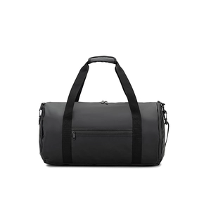 Sac de sport cylindrique en polyester recyclé haute densité 600D avec compartiment latéral pour les chaussures personnalisable