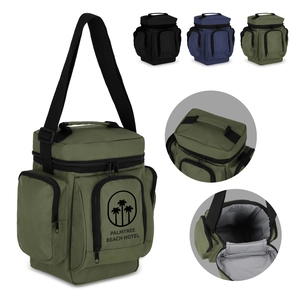 Sac isotherme en PET recyclé 600D avec nombreuses poches personnalisable