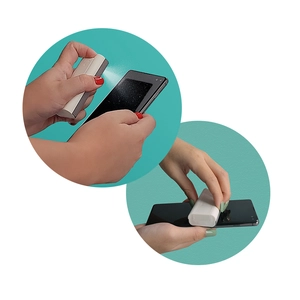 Spray nettoyant pour écran avec fonction support téléphone personnalisable