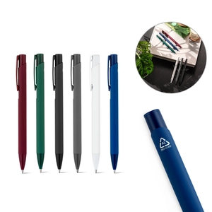 Stylo à bille en aluminium recyclé avec finition en caoutchouc personnalisable