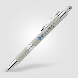 Stylo en aluminium recyclé avec finition chromée et stylet personnalisable