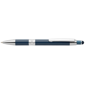 Stylo en aluminium recyclé avec finition chromée et stylet personnalisable