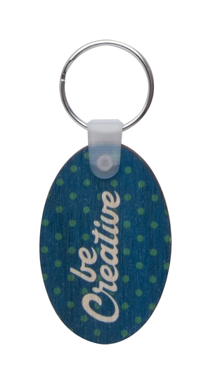 Porte clés ovale en bois de bouleau WOODY B personnalisable
