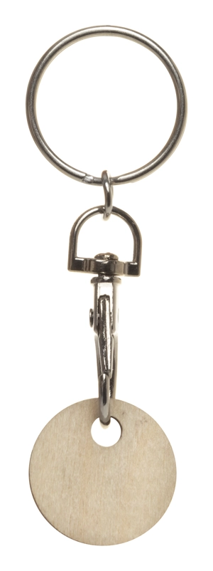 Porte-clés mousqueton en métal avec jeton de chariot en contreplaqué personnalisable