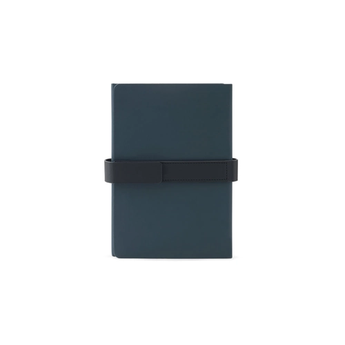 image du produit Bloc-notes A5 en PU (50% recyclé) avec deux blocs : pages lignées et pages non lignées