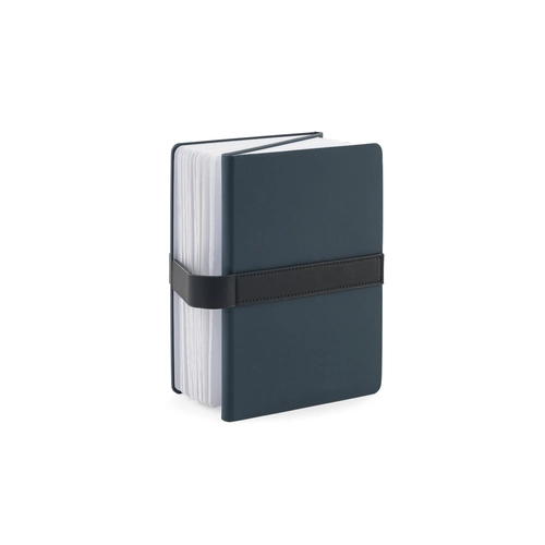 image du produit Bloc-notes A5 en PU (50% recyclé) avec deux blocs : pages lignées et pages non lignées