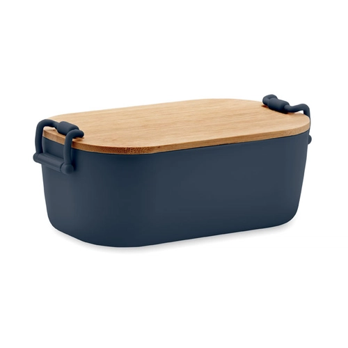 image du produit Boîte à lunch en PP avec 2 fermoirs latéraux et couvercle en bambou 700ml