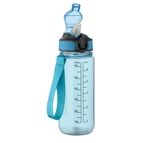 image du produit Bouteille de sport motivante en RPET avec paille intégrée