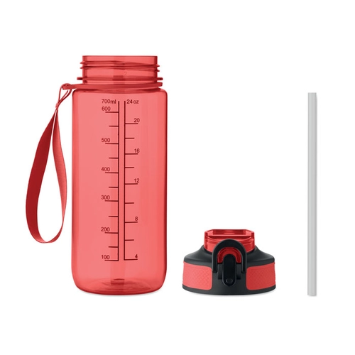 image du produit Bouteille de sport motivante en RPET avec paille intégrée