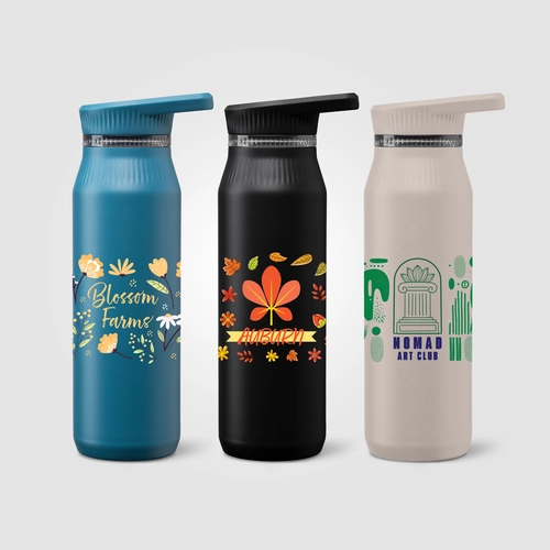 image du produit Bouteille en acier inoxydable avec double couvercle et poignée - 750 ml
